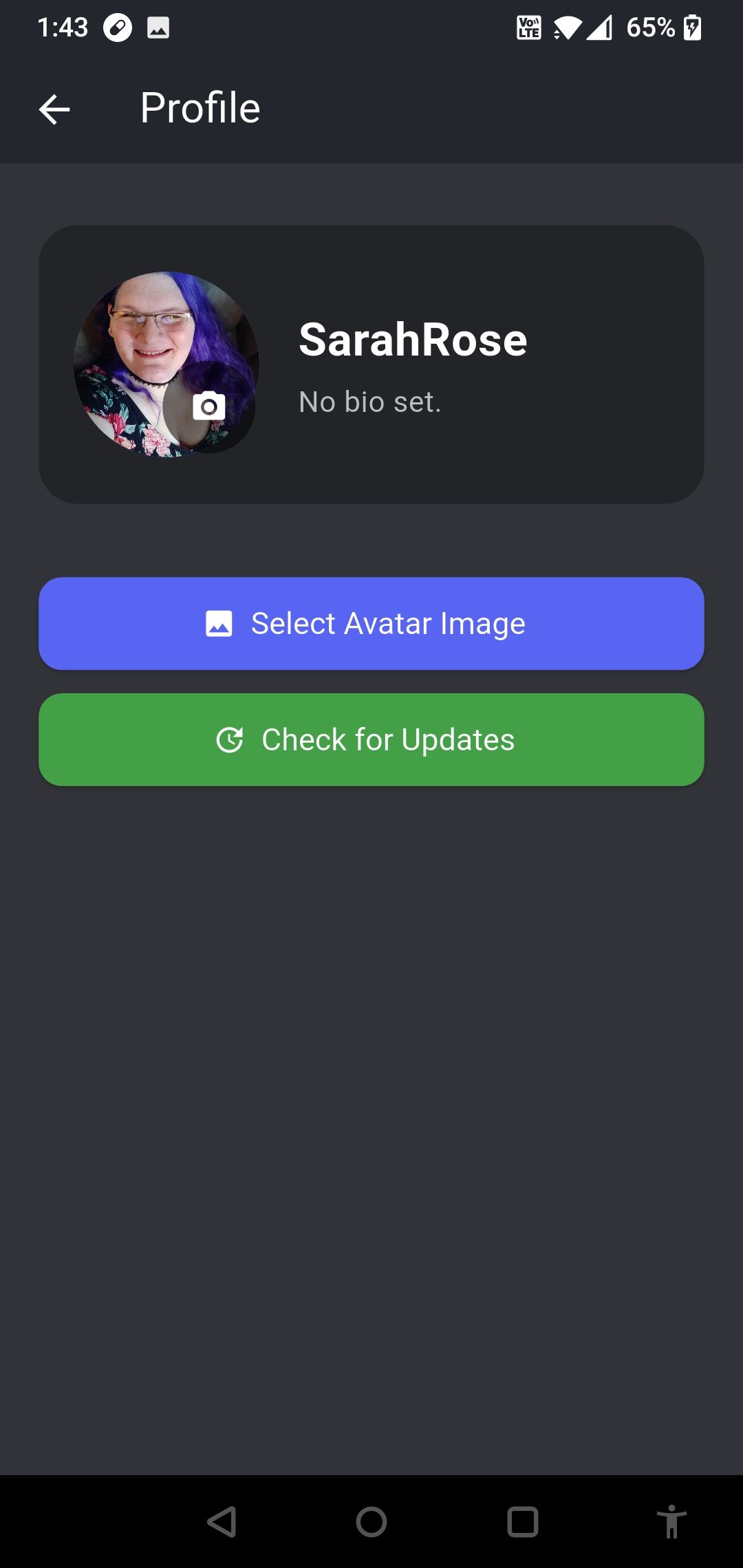 Profile screen